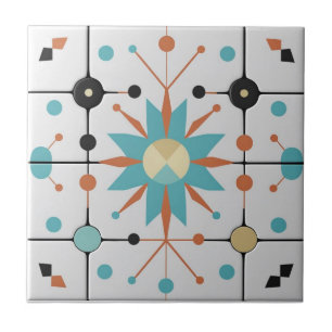 Azulejo Patrón geométrico atómico de mediados de siglo ret