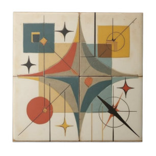 Azulejo Patrón geométrico atómico de mediados de siglo ret