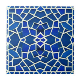 Azulejo Patrón geométrico azul de mosaico marroquí