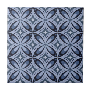 Azulejo Patrón geométrico azul estilo retro