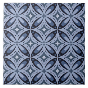 Azulejo Patrón geométrico azul estilo retro
