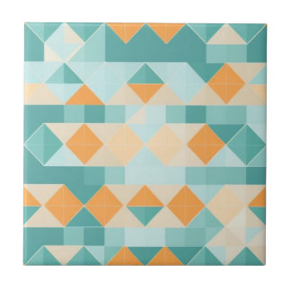 Azulejo Patrón geométrico azul y naranja