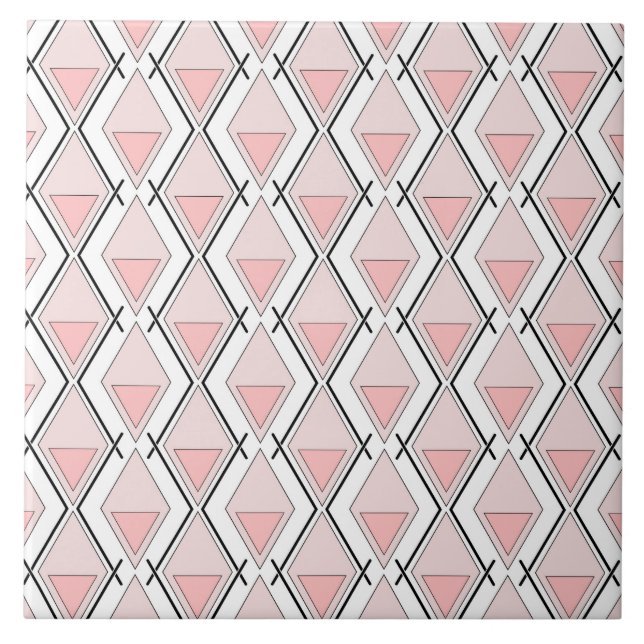 Azulejo Patrón geométrico beige rosa (Frente)