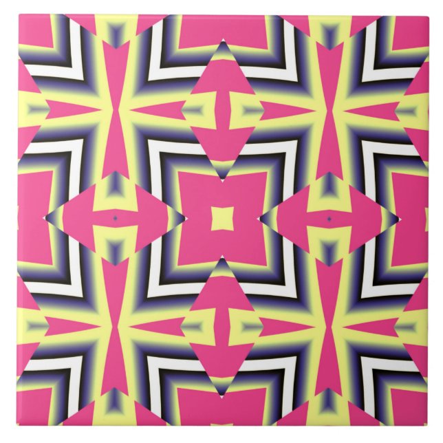 Azulejo Patrón geométrico clásico multicolor vibrante (Frente)