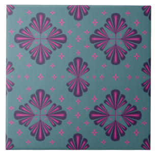 Azulejo Patrón geométrico colorido en estilo retro clásico