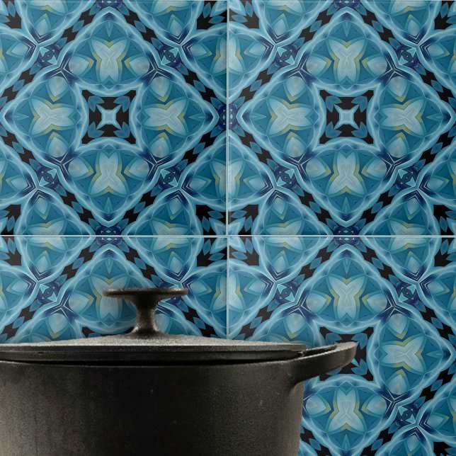 Azulejo Patrón geométrico complejo de azul suave e índigo (Subido por el creador)