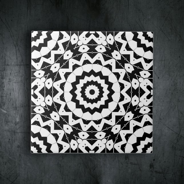 Azulejo Patrón geométrico complejo negro y blanco (Subido por el creador)