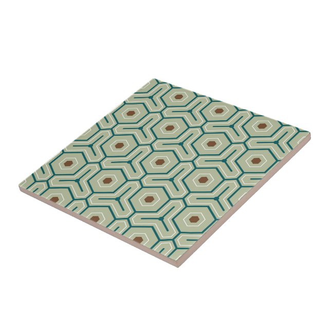 Azulejo Patrón geométrico con hexágonos entrelazados (Lado)