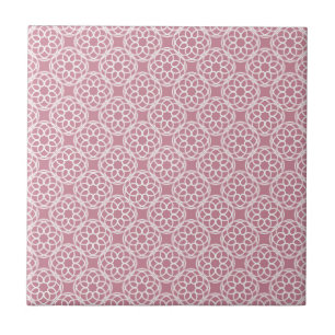 Azulejo Patrón geométrico continuo blanco y rosa