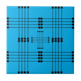 Azulejo Patrón geométrico | Cuadrados | Líneas | Azul ciel