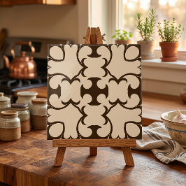 Azulejo Patrón geométrico damasco marroquí crema marrón os