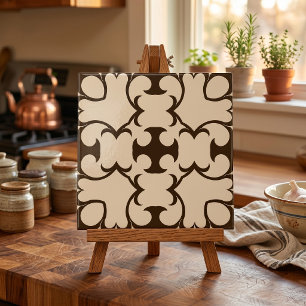 Azulejo Patrón geométrico damasco marroquí crema marrón os