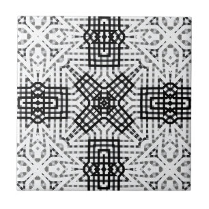 Azulejo Patrón geométrico de apertura blanco y negro Anna