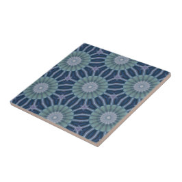 Azulejo Patrón geométrico de caleidoscopio en azul marino 