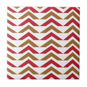 Azulejo Patrón geométrico de Chevron verde rojo