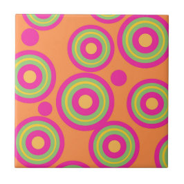 Azulejo Patrón geométrico de círculo rosado Naranja hipnót