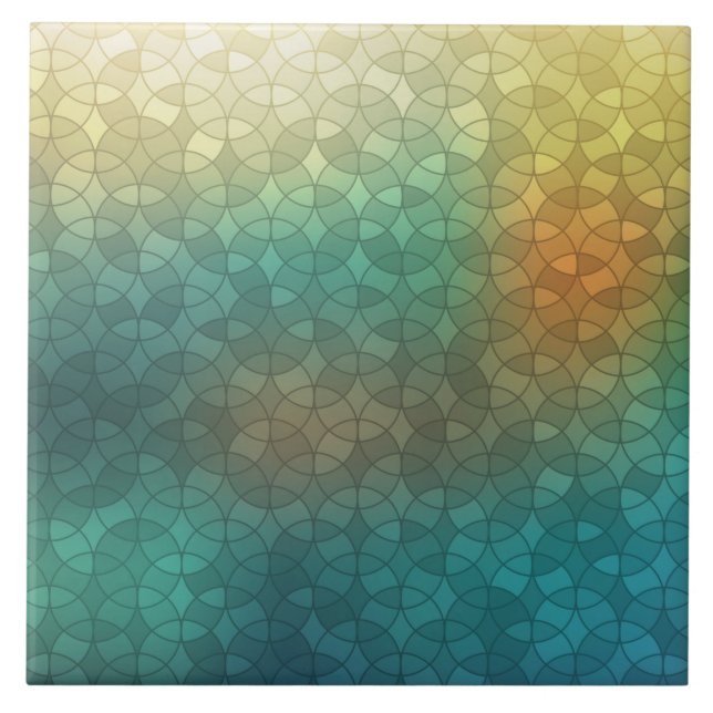 Azulejo Patrón geométrico de círculos amarillos degradados (Frente)