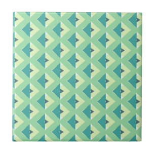 Azulejo Patrón geométrico de diamante verde y azul turques