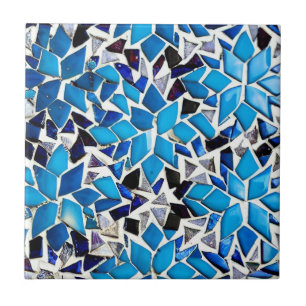 Azulejo Patrón geométrico de estrellas blancas azules de m
