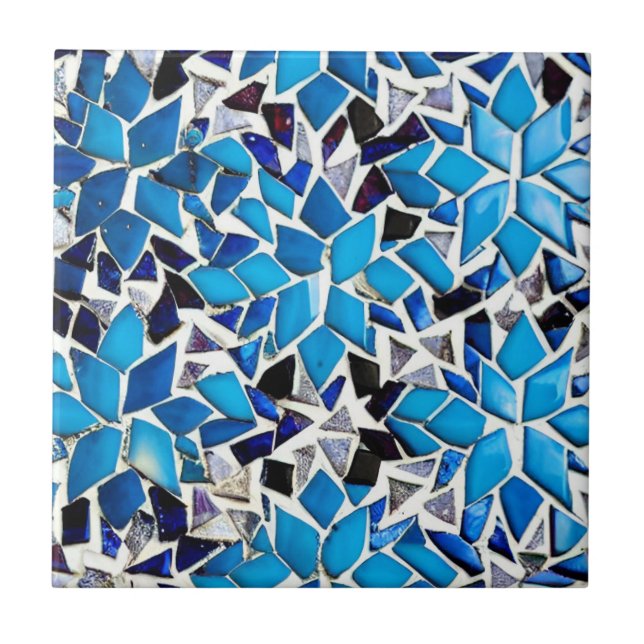 Azulejo Patrón geométrico de estrellas blancas azules de m (Frente)