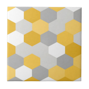Azulejo Patrón geométrico de hexágono gris amarillo