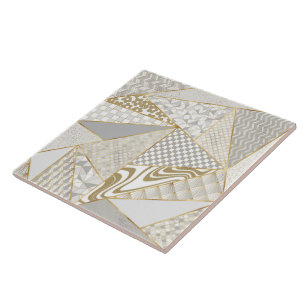 Azulejo Patrón geométrico de los triángulos blancos de oro
