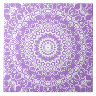 Azulejo Patrón Geométrico de Mandala de Lavanda