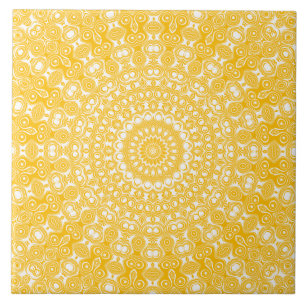Azulejo Patrón Geométrico de Mandala Dorado