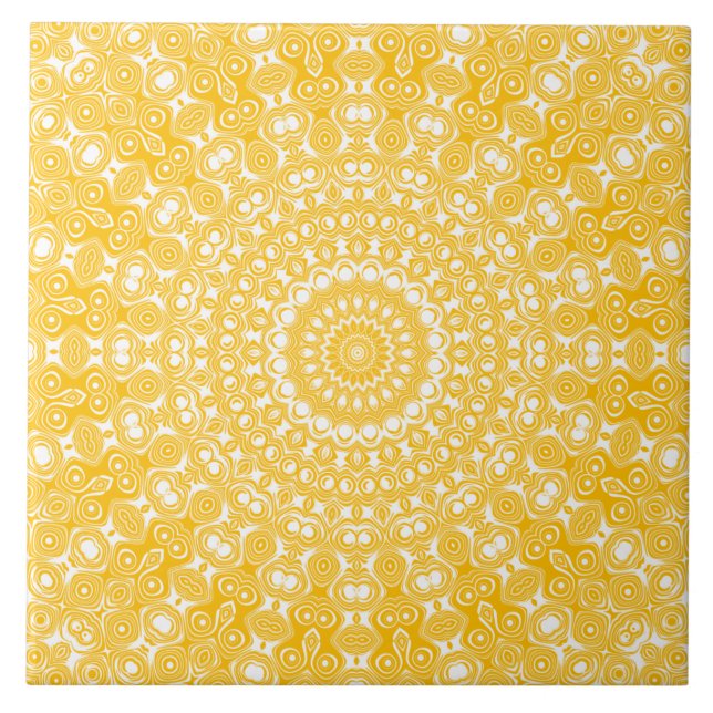 Azulejo Patrón Geométrico de Mandala Dorado (Frente)