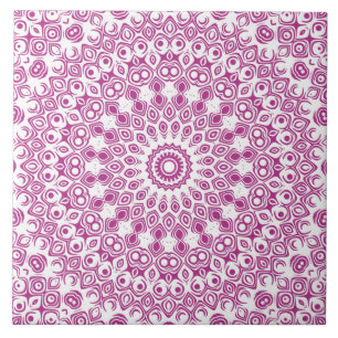 Azulejo Patrón geométrico de Mandala magenta