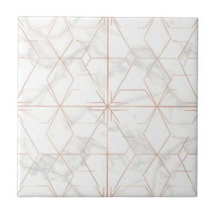 Azulejo Patrón geométrico de mármol dorado rosa