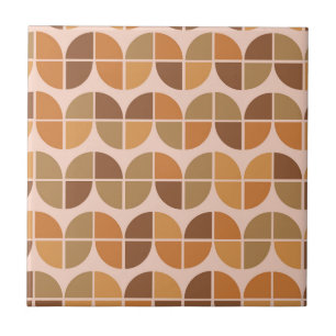 Azulejo Patrón geométrico de mediados de siglo en naranja 