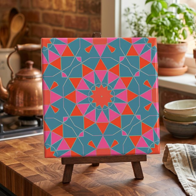Azulejo Patrón geométrico de mosaico de estilo rosa y rojo (Subido por el creador)