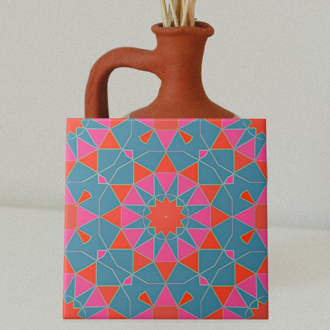 Azulejo Patrón geométrico de mosaico de estilo rosa y rojo (Subido por el creador)
