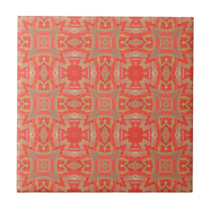 Azulejo patrón geométrico de mosaico marroquí rojo beige