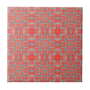 Azulejo patrón geométrico de mosaico marroquí rojo gris