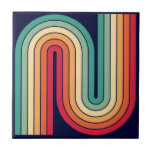 Azulejo Patrón geométrico de rayas arqueadas de estilo ret<br><div class="desc">Patrón geométrico de estilo retro vintage de los años 70 colorido.</div>