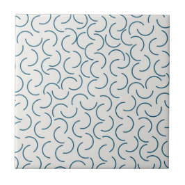 Azulejo Patrón geométrico de semicírculo azul retro
