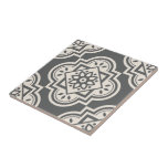 Azulejo Patrón Geométrico Decorativo Quatrefoil Cerámica T<br><div class="desc">Un diseño de quatrefoil geométrico moderno y elegante para un chapuzón de cocina,  baldosas de arte,  chimenea,  cuarto de baño y ducha. También puede gustarle este estilo en un cuadro enmarcado o en una caja de conservas. Carbón gris oscuro y blanco.</div>