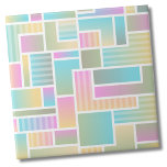 Azulejo Patrón geométrico del arcoiris del Pastel de Ombre<br><div class="desc">Cute Pastel Ombre Patrón Geométrico De Arcoiris Tile Cerámico. Este interesante patrón de color bloqueado presenta diferentes matices de muchos colores del arco iris y tiene un efecto sombrío y algunas rayas corriendo por todos lados. Si quieres usar esta baldosa como una pequeña montaña o un trívet para una bebida...</div>