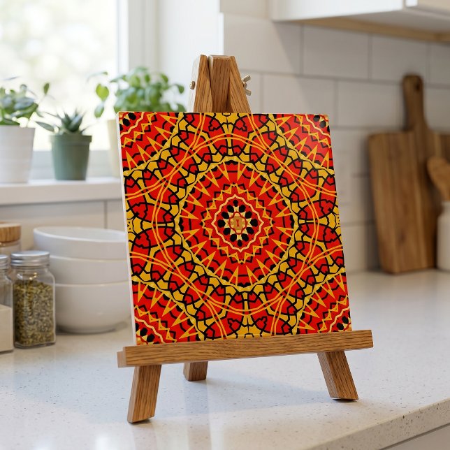 Azulejo Patrón geométrico del Boho oriental rojo y Naranja (Subido por el creador)