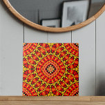 Azulejo Patrón geométrico del Boho oriental rojo y Naranja<br><div class="desc">Diseño cerámico único con un patrón impecable de formas geométricas en rojo,  naranja,  amarillo y negro.</div>