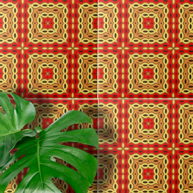 Azulejo Patrón geométrico del mosaico marrón amarillo rojo (Subido por el creador)