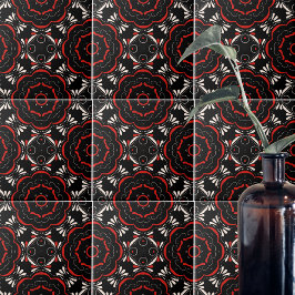 Azulejo Patrón geométrico del ornato blanco rojo negro