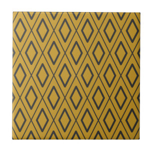 Azulejo Patrón geométrico dinámico negro y naranja