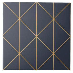 Azulejo - Patrón Geométrico Dorado y Azul