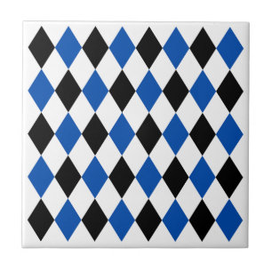 Azulejo Patrón geométrico elegante Blanco azul negro