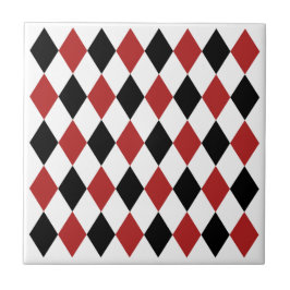 Azulejo Patrón geométrico elegante Negro y rojo burdeos