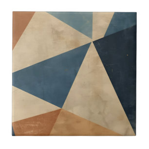 Azulejo Patrón geométrico en azules, marrones y óxido