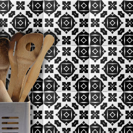 Azulejo Patrón geométrico en blanco y negro de Guay